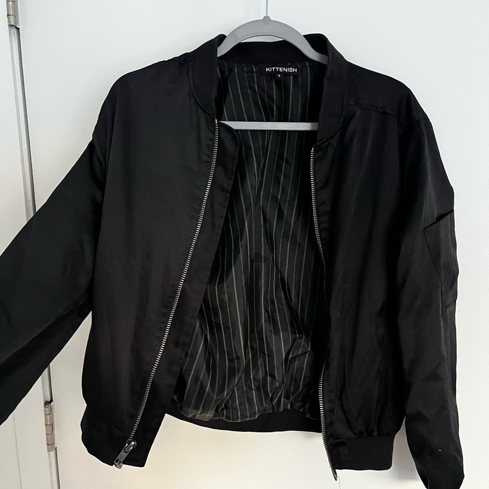 Kittenish Black Striped Lining Jacket